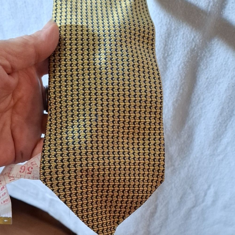 Allen Solly Gold and Black Tie with Micro-Pattern